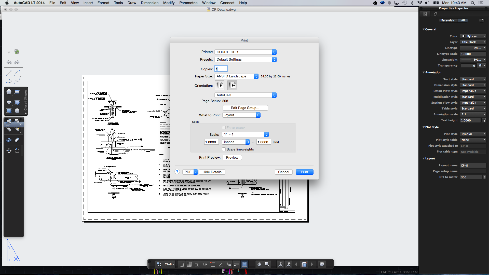 how to get my page setup manager to be at 0 in autocad for mac